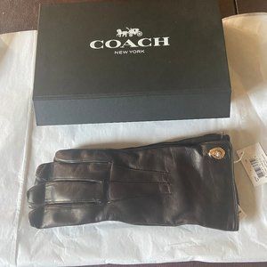 Coach Leather Gloves - Dark Brown - Size 7 - Lined with cashmere